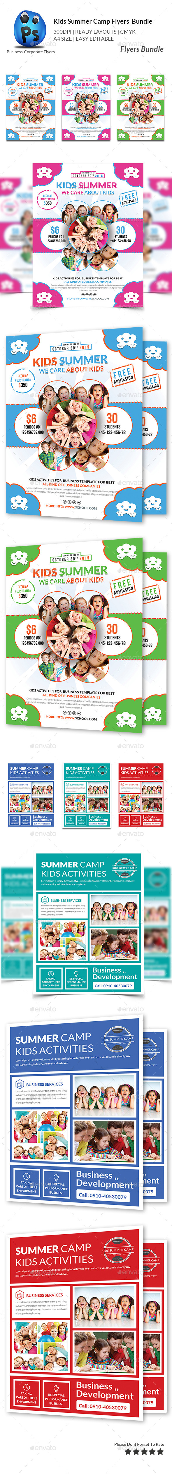 GraphicRiver Kids Summer Camp Flyers Bundle 11427869 GraphicRiver Kids Summer Camp Flyers Bundle 11427869