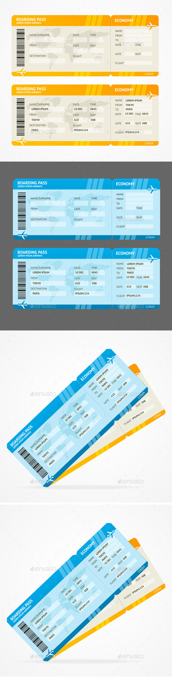 GraphicRiver Vector Modern Airline Boarding Pass Tickets 11428004 GraphicRiver Vector Modern Airline Boarding Pass Tickets 11428004
