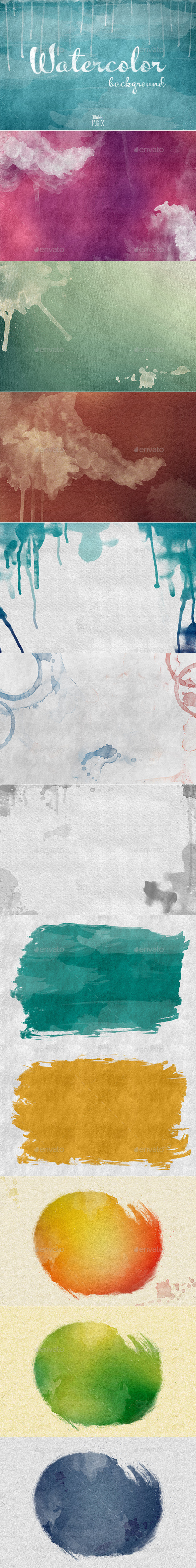 GraphicRiver 12 Watercolor Backgrounds 11431225 GraphicRiver 12 Watercolor Backgrounds 11431225