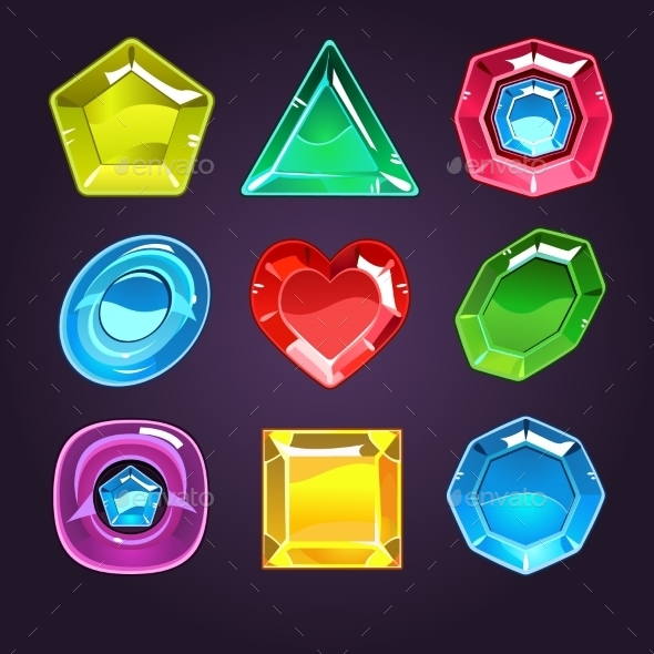 GraphicRiver Cartoon Vector Gems And Diamonds Icons Set 11431522 GraphicRiver Cartoon Vector Gems And Diamonds Icons Set 11431522