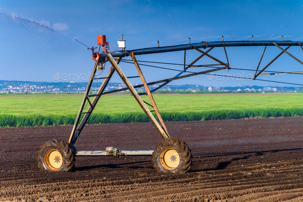 Automated Farming Irrigation Sprinklers System in Operation (Misc) Photo Download