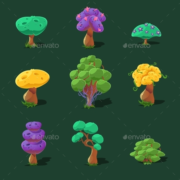 GraphicRiver Cartoon Trees Vector Set 11431527 GraphicRiver Cartoon Trees Vector Set 11431527