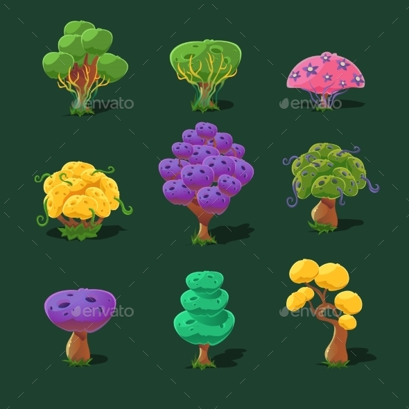 GraphicRiver Cartoon Trees Vector Set 11431548 GraphicRiver Cartoon Trees Vector Set 11431548