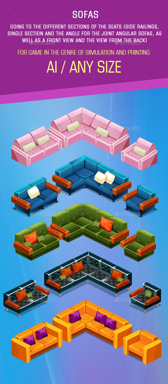GraphicRiver Five Sofas 11432175 GraphicRiver Five Sofas 11432175