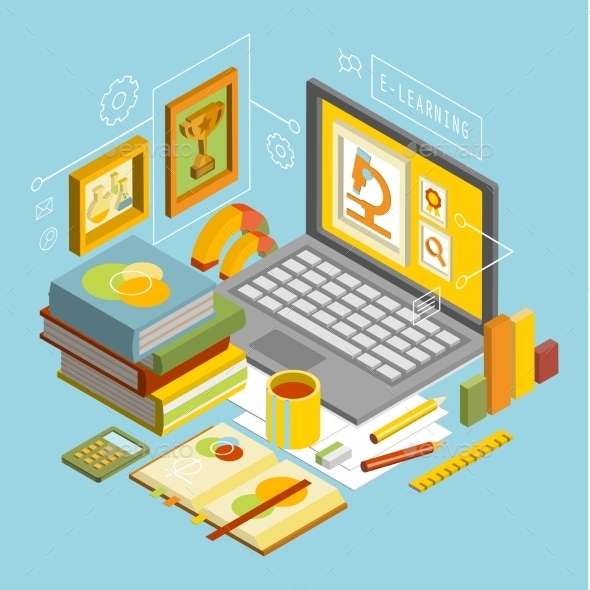 GraphicRiver Vector Concept For Online Education Flat 3d 11432450 GraphicRiver Vector Concept For Online Education Flat 3d 11432450