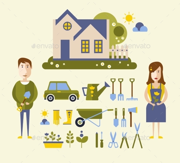 GraphicRiver Garden And Orchard Vector Flat Illustration 11432454 GraphicRiver Garden And Orchard Vector Flat Illustration 11432454