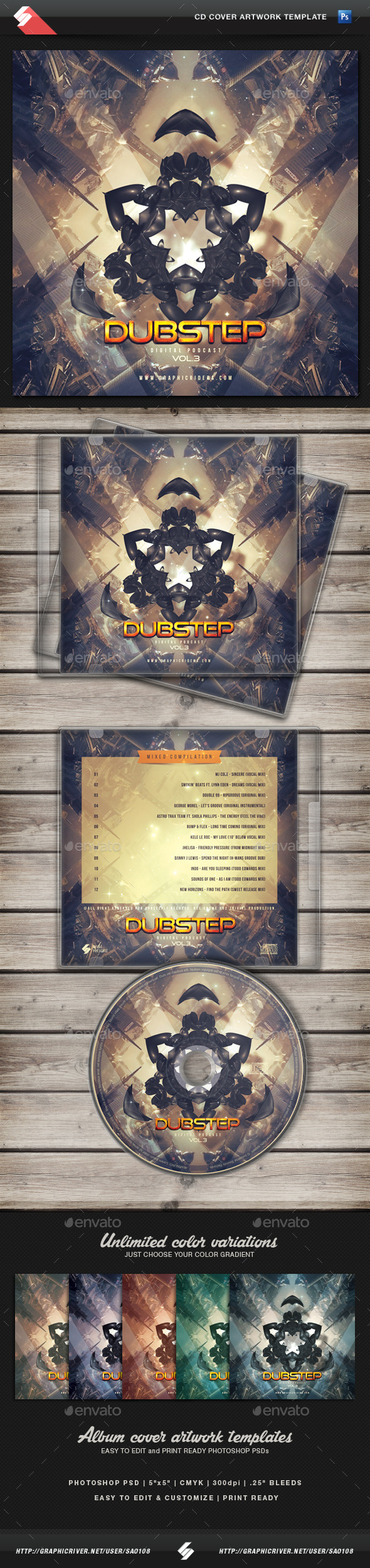 GraphicRiver Alien Dubstep CD Cover Artwork Template 11432974 GraphicRiver Alien Dubstep CD Cover Artwork Template 11432974