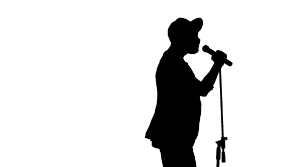Black Silhouette Of Guy In a Cap Singing a Song Black Silhouette Of Guy In a Cap Singing a Song