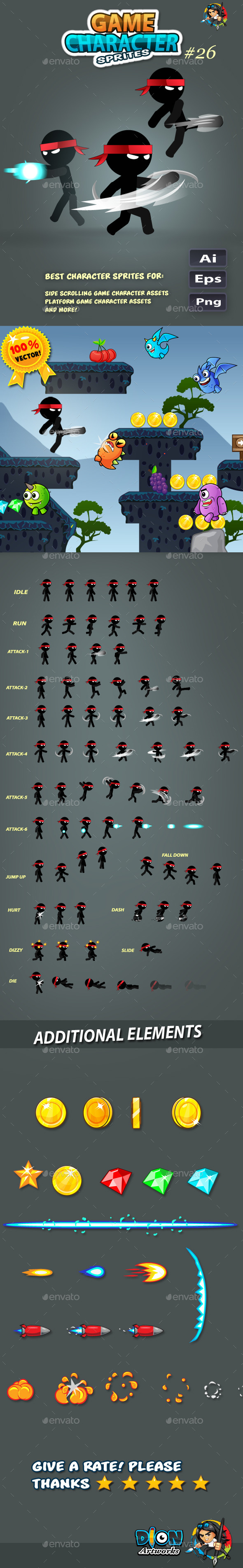 GraphicRiver Ninja Stickman Game Character Sprites 26 11433297 GraphicRiver Ninja Stickman Game Character Sprites 26 11433297