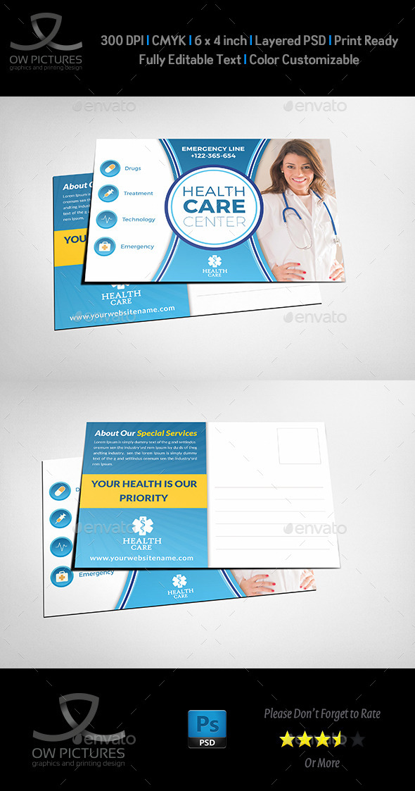 GraphicRiver Health Medical Center Postcard Template 11434538 GraphicRiver Health Medical Center Postcard Template 11434538