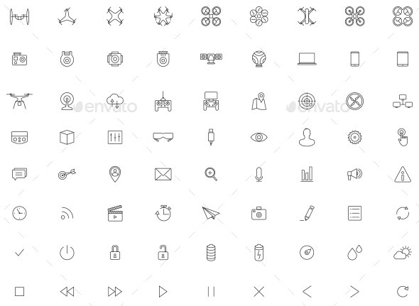 GraphicRiver Flying Drone Camera Vector Icon Set 11438629 GraphicRiver Flying Drone Camera Vector Icon Set 11438629