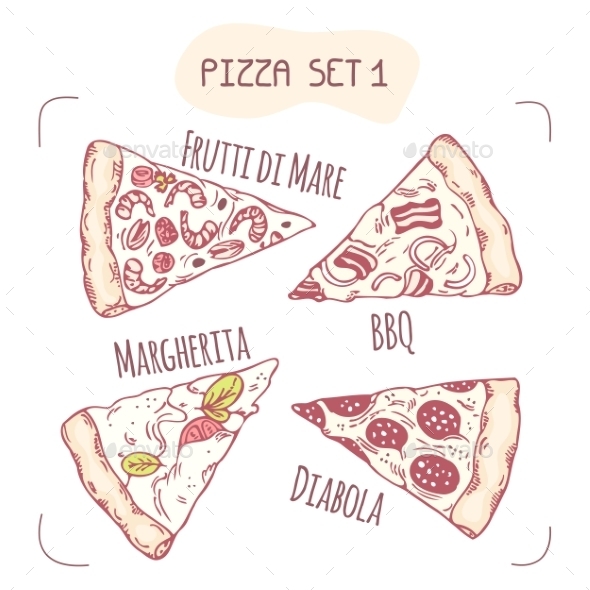 GraphicRiver Set Of Different Hand Drawn Pizza Slices 11440752 GraphicRiver Set Of Different Hand Drawn Pizza Slices 11440752