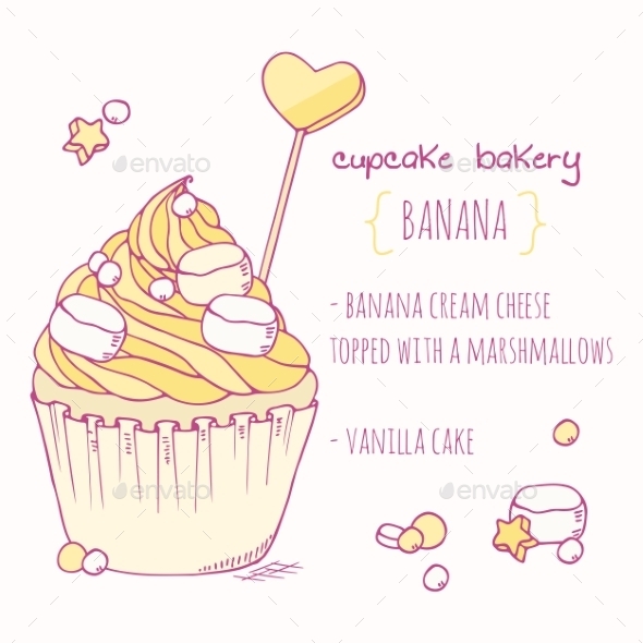GraphicRiver Hand Drawn Banana Cupcake 11440785 GraphicRiver Hand Drawn Banana Cupcake 11440785