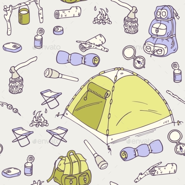 GraphicRiver Hand Drawn Camping Seamless Pattern 11440802 GraphicRiver Hand Drawn Camping Seamless Pattern 11440802