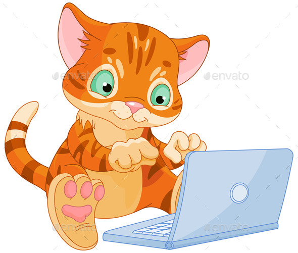 GraphicRiver Kitten with Laptop 11441037 GraphicRiver Kitten with Laptop 11441037