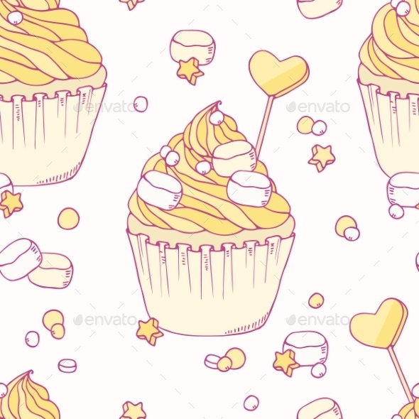 GraphicRiver Hand Drawn Banana Cupcake Seamless Pattern 11441186 GraphicRiver Hand Drawn Banana Cupcake Seamless Pattern 11441186