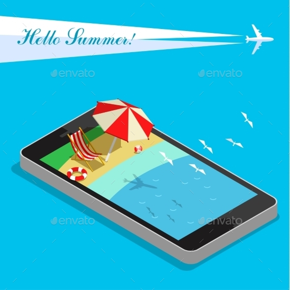 GraphicRiver Vacation With Mobile Phone Concept 11441592 GraphicRiver Vacation With Mobile Phone Concept 11441592