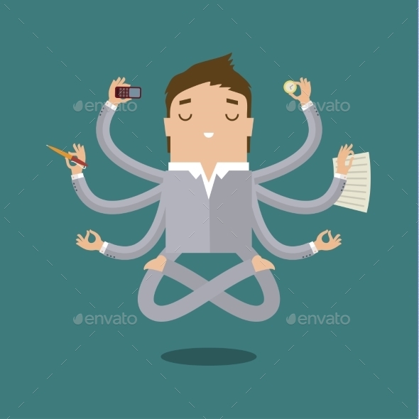 GraphicRiver Businessman With Multitasking 11441598 GraphicRiver Businessman With Multitasking 11441598