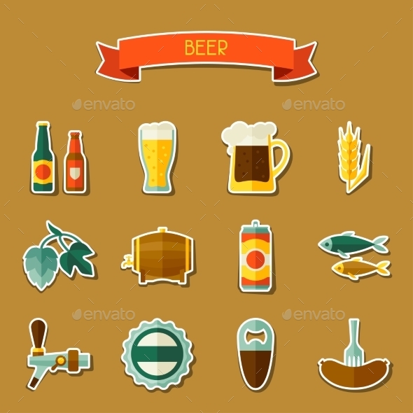 GraphicRiver Beer Sticker Icon And Objects Set For Design 11443119 GraphicRiver Beer Sticker Icon And Objects Set For Design 11443119