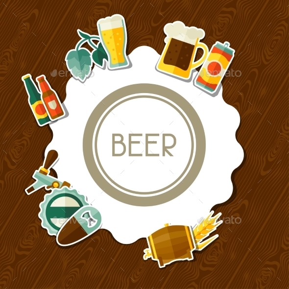 GraphicRiver Background Design With Beer Sticker Icons 11443128 GraphicRiver Background Design With Beer Sticker Icons 11443128