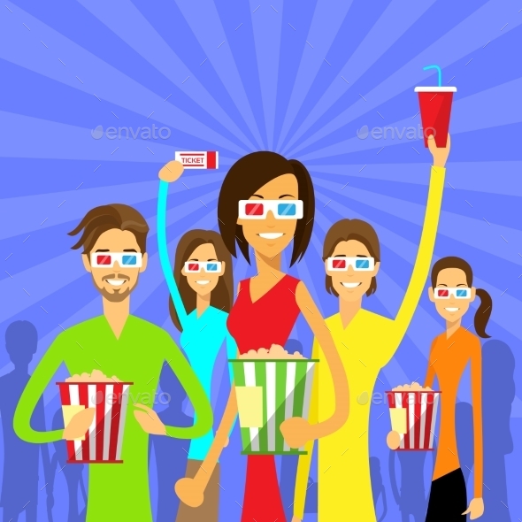 GraphicRiver People Group Watching Movie In Cinema 3D Glasses 11443939 GraphicRiver People Group Watching Movie In Cinema 3D Glasses 11443939