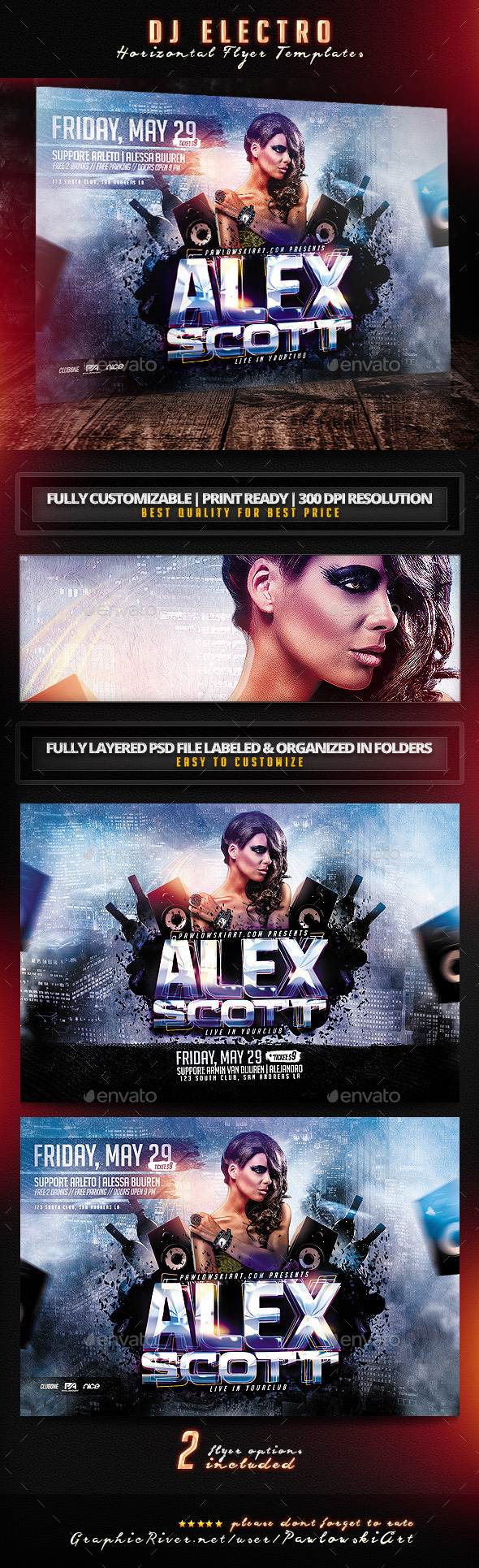 GraphicRiver DJ Electro Horizontal Flyer Templates 11379393 GraphicRiver DJ Electro Horizontal Flyer Templates 11379393