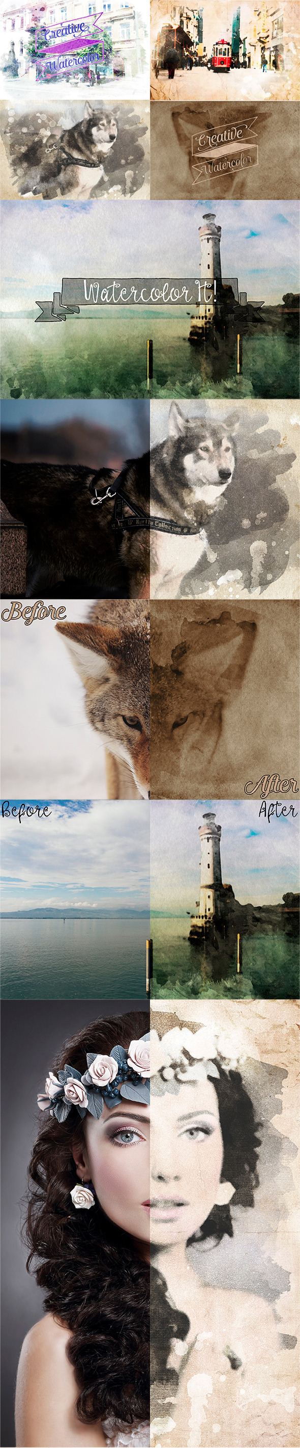 GraphicRiver Creative Vintage Watercolor Actions Bundle 11444046 GraphicRiver Creative Vintage Watercolor Actions Bundle 11444046