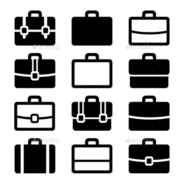 GraphicRiver Briefcase Icons Set On White Background Vector 11444062 GraphicRiver Briefcase Icons Set On White Background Vector 11444062