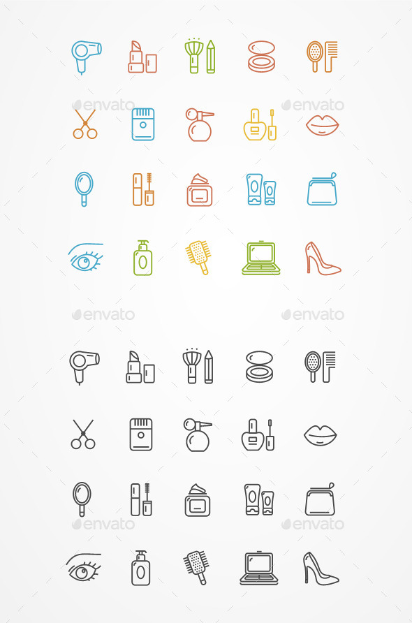 GraphicRiver Vector Beauty Outline Icon Set 11444101 GraphicRiver Vector Beauty Outline Icon Set 11444101