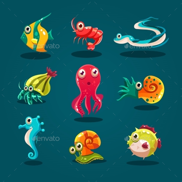 GraphicRiver Cute Sea Life Creatures Cartoon Animals Set 11444103 GraphicRiver Cute Sea Life Creatures Cartoon Animals Set 11444103
