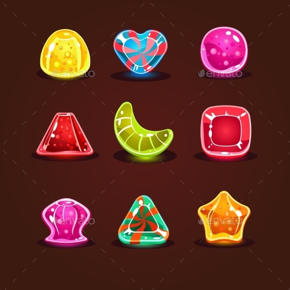 GraphicRiver Set Of Bright Cartoon Candies 11444109 GraphicRiver Set Of Bright Cartoon Candies 11444109