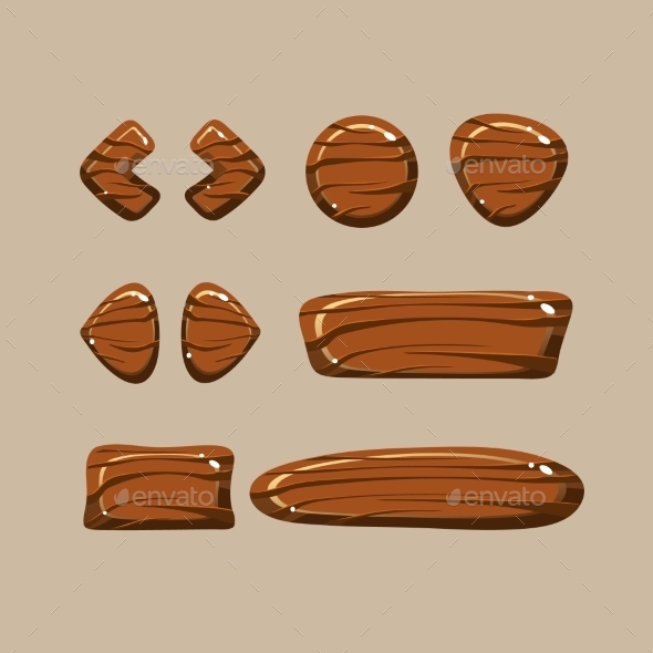 GraphicRiver Set Of Cartoon Wooden Buttons 11444163 GraphicRiver Set Of Cartoon Wooden Buttons 11444163