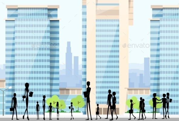 GraphicRiver People Silhouettes Crowd On City Street Modern 11444404 GraphicRiver People Silhouettes Crowd On City Street Modern 11444404