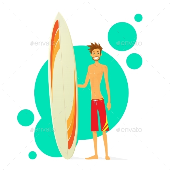 GraphicRiver Surfer Man With Surfing Board Flat Icon 11444429 GraphicRiver Surfer Man With Surfing Board Flat Icon 11444429