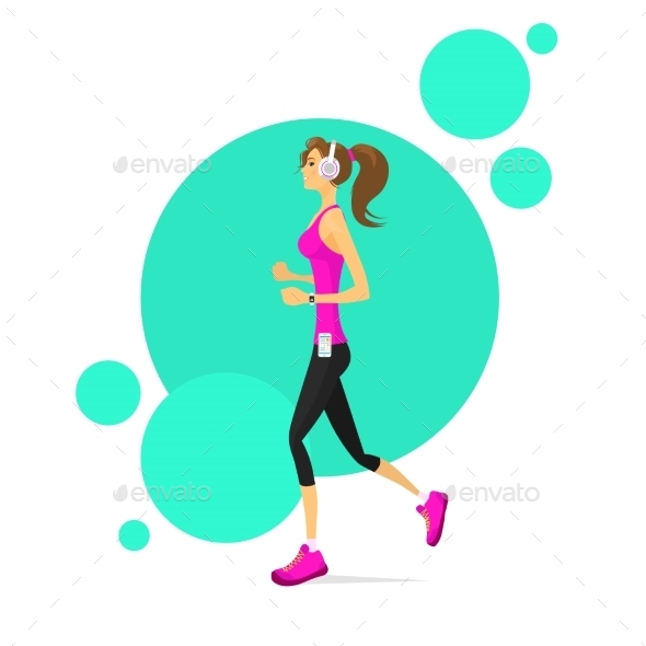 GraphicRiver Sport Woman Run With Fitness Tracker Girl Runner 11444547 GraphicRiver Sport Woman Run With Fitness Tracker Girl Runner 11444547