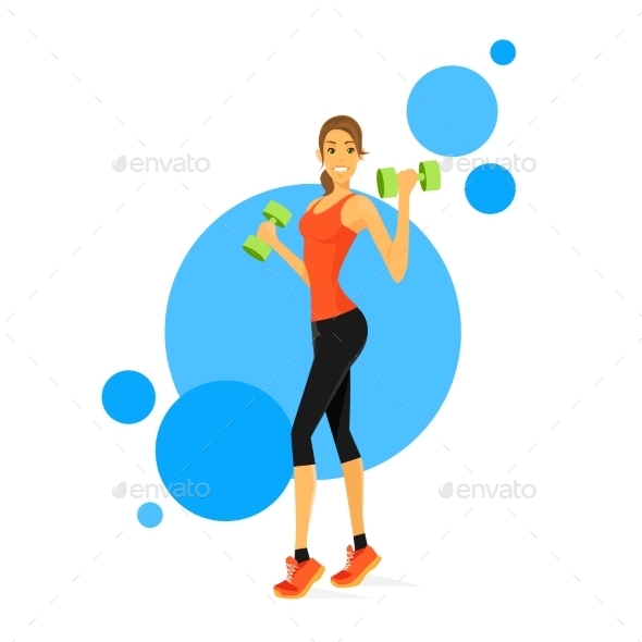 GraphicRiver Sport Woman Show Bicep Muscles Fitness Trainer 11444548 GraphicRiver Sport Woman Show Bicep Muscles Fitness Trainer 11444548