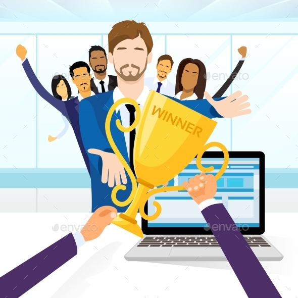GraphicRiver Business Man Get Prize Winner Cup People 11444559 GraphicRiver Business Man Get Prize Winner Cup People 11444559