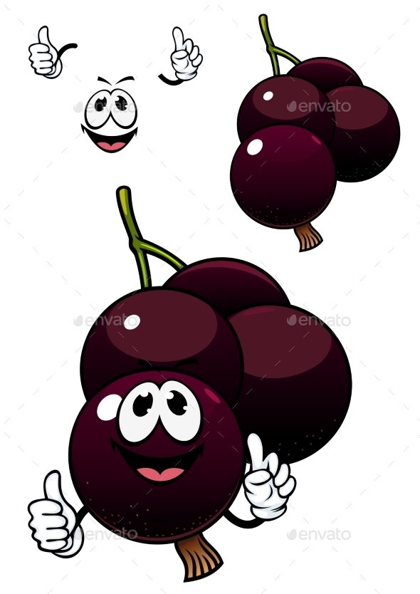 Cute Cartoon Currant Berry Fruit