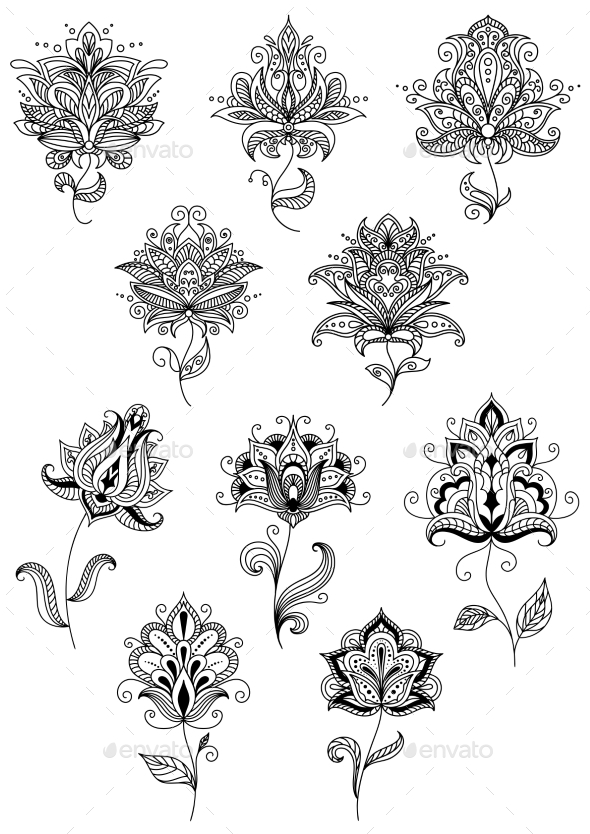 GraphicRiver Vintage Floral Paisley Elements And Blossoms 11444891 GraphicRiver Vintage Floral Paisley Elements And Blossoms 11444891