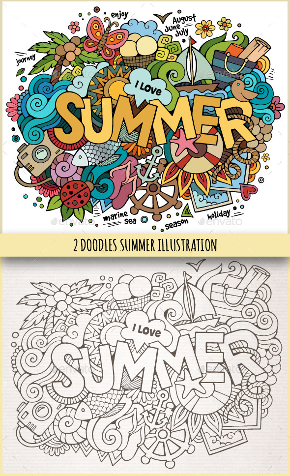GraphicRiver 2 Summer Doodles Illustrations 11445116 GraphicRiver 2 Summer Doodles Illustrations 11445116
