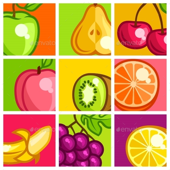 GraphicRiver Background Design With Stylized Fresh Ripe Fruits 11445474 GraphicRiver Background Design With Stylized Fresh Ripe Fruits 11445474
