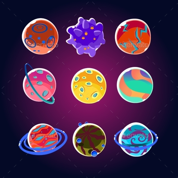 GraphicRiver Comic Planets And Space Asteroids Set 11445793 GraphicRiver Comic Planets And Space Asteroids Set 11445793