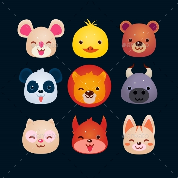 GraphicRiver Vector Illustration Of Animal Faces 11445819 GraphicRiver Vector Illustration Of Animal Faces 11445819