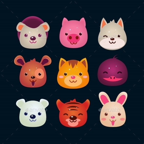 GraphicRiver Vector Illustration Of Animal Faces 11445821 GraphicRiver Vector Illustration Of Animal Faces 11445821