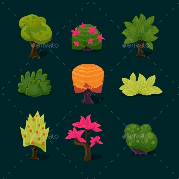 GraphicRiver Illustration Isolated Set Of Cartoon Tree 11445846 GraphicRiver Illustration Isolated Set Of Cartoon Tree 11445846