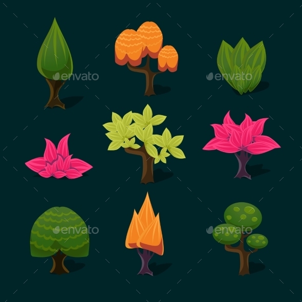 GraphicRiver Set of Cartoon Trees 11445864 GraphicRiver Set of Cartoon Trees 11445864