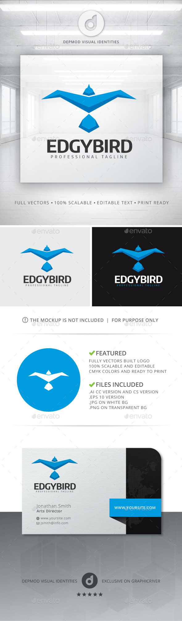 GraphicRiver Edgy Bird Logo 11446988 GraphicRiver Edgy Bird Logo 11446988