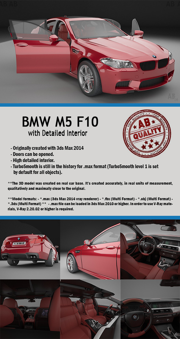 BMW F10 M5 with Detailed Interior Vray BMW F10 M5 with Detailed Interior Vray