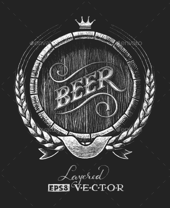 GraphicRiver Barrel Of Beer On Chalkboard 11450387 GraphicRiver Barrel Of Beer On Chalkboard 11450387