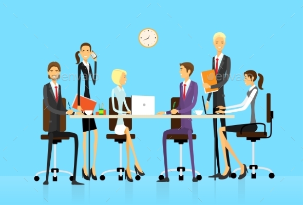GraphicRiver Business People Group Sitting At Office Desk 11450941 GraphicRiver Business People Group Sitting At Office Desk 11450941